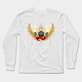 Black shield with golden wings Long Sleeve T-Shirt